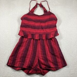 Amadi Anthropologie Melia Romper Large Open Ruffle Back Preppy Cottage Light